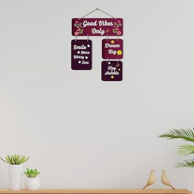 Good Vibes Only Wooden Wall Hanging for Living Room Home, Office, Decoratio Quotes Printed